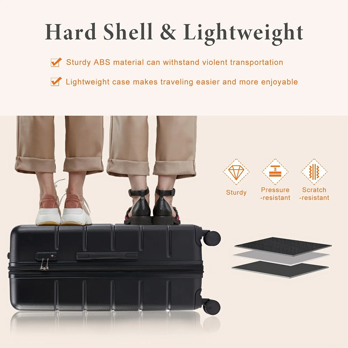 Spinner Convenient Trolley Lock, Wheels – Case – Suitcase Durable Secure Lightweight for Double Travel TSA Jetsetters Carry-On &
