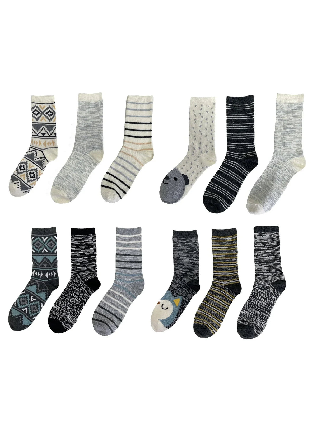 Wooly Babba Cozy dimension Warmer Fashion Boot Socks, 4-10 Fuzzy Warm 12-Pack, Socks, Luxe, Women's Crew