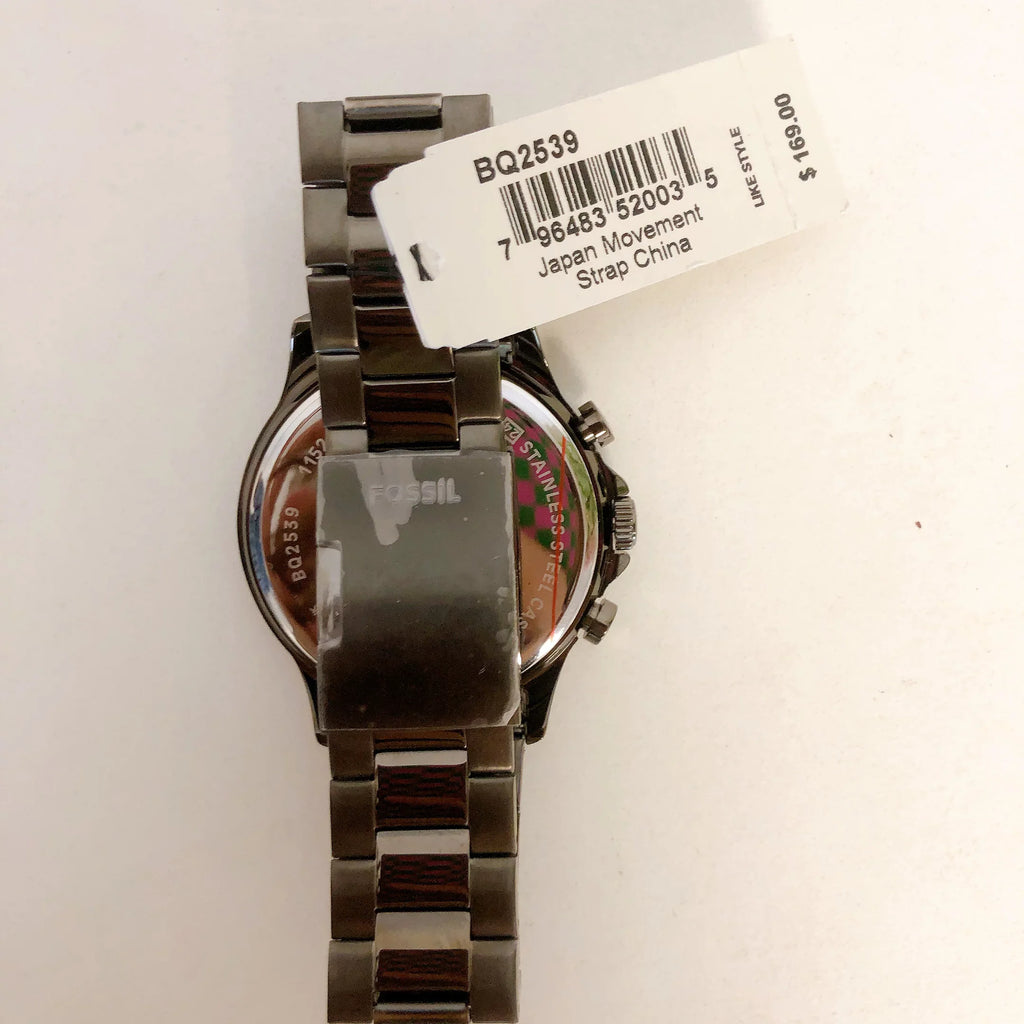 GUNMETAL SMOKE YORKE MEN'S FOSSIL BQ2539 CHRONOGRAPH WATCH GREY