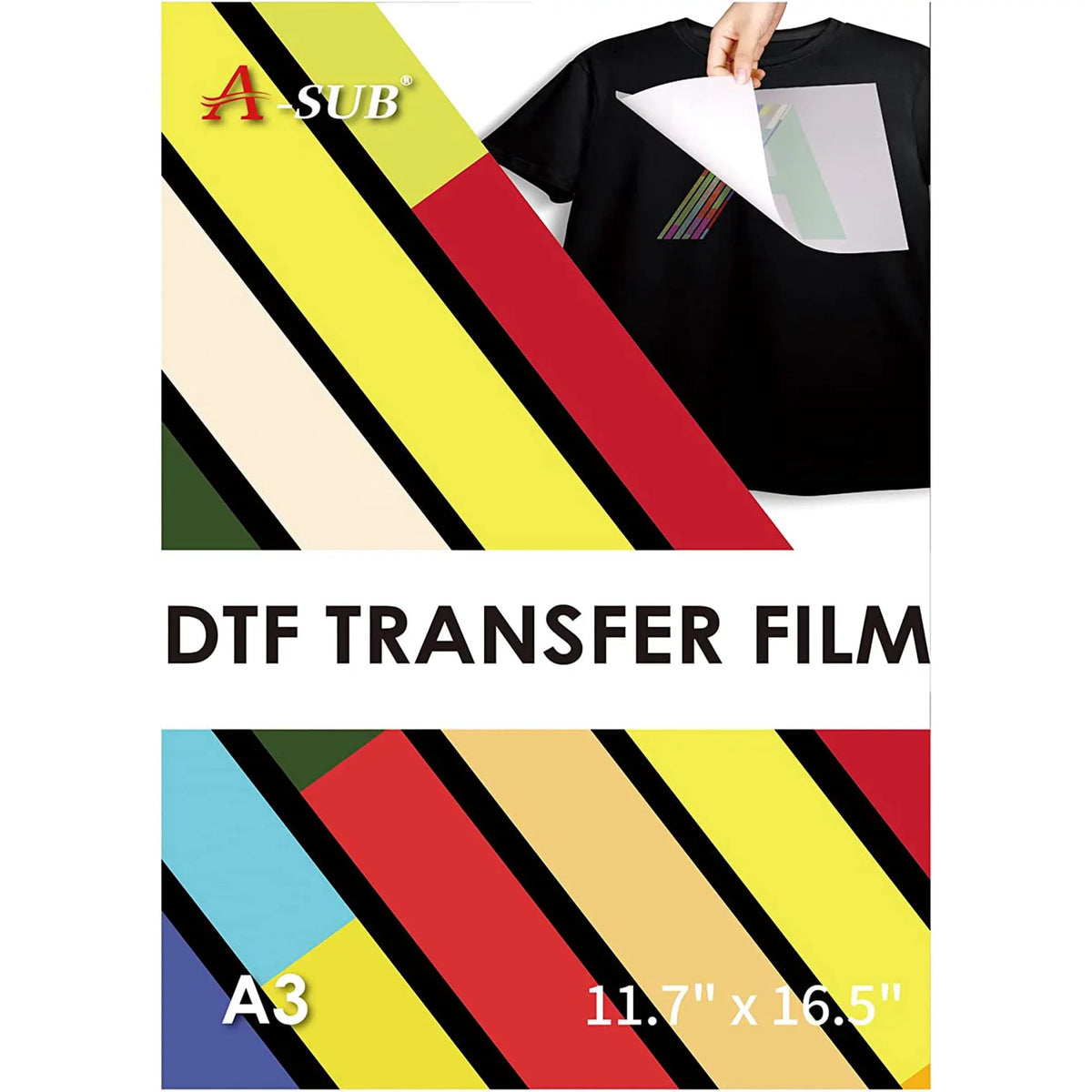 A3 Transfer Film Sublimation Fabrics Film and for - DTF Clear Heat Transfer A-SUB DTF Paper Powder 11.7"x16.5" Powder DTF Dark/Light Transfer Film for and Adhesive