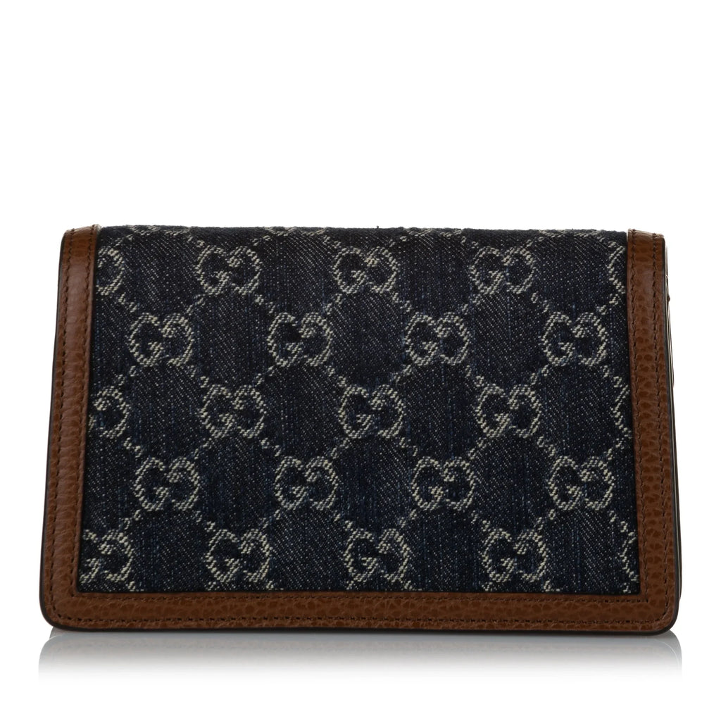 Women Dionysus Fabric Pre-Owned Bag GG Denim Mini Crossbody Authenticated Super Blue