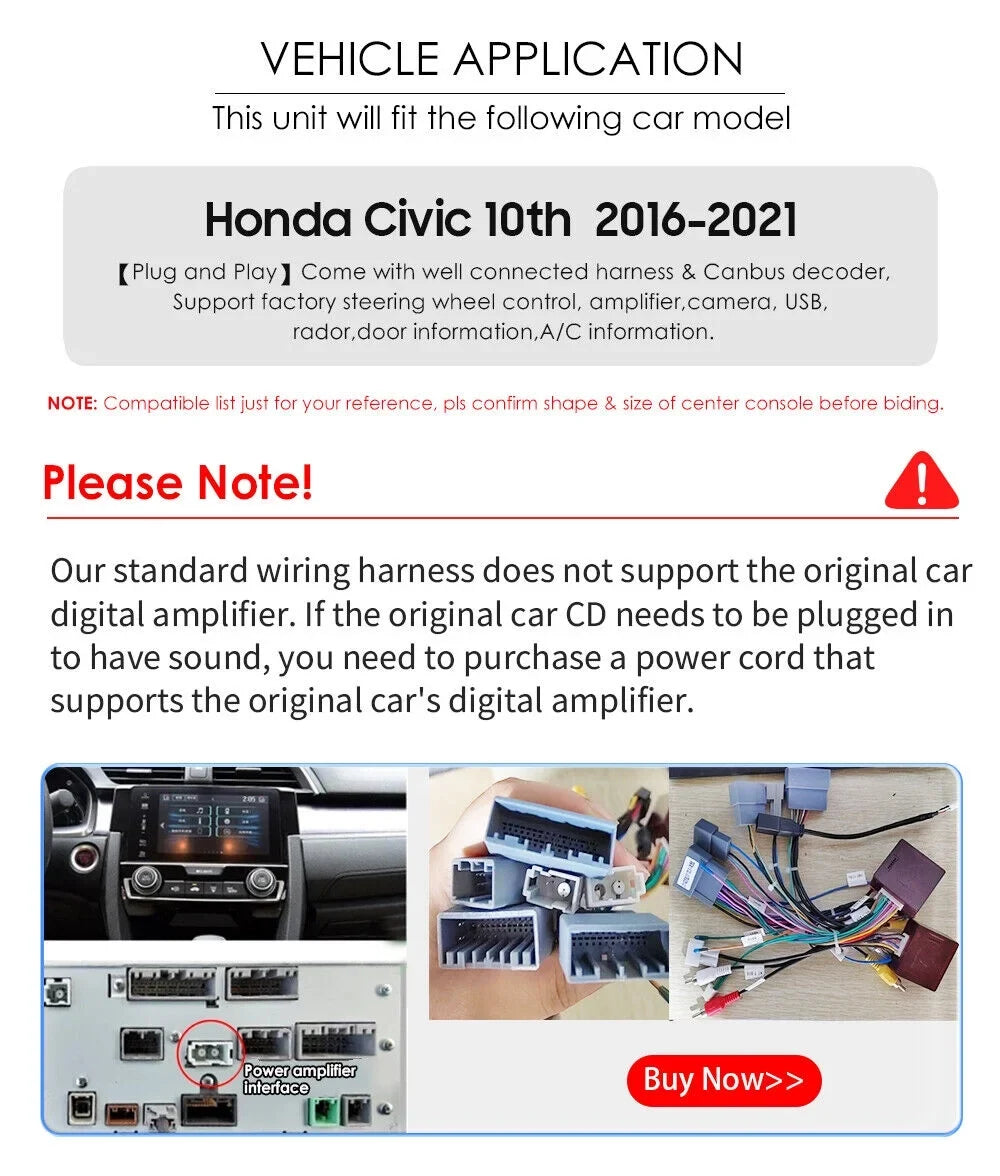 CAR GPS 4G STEREO CARPLAY 2016-2020 ANDROID RADIO 12 9" FOR CIVIC HONDA