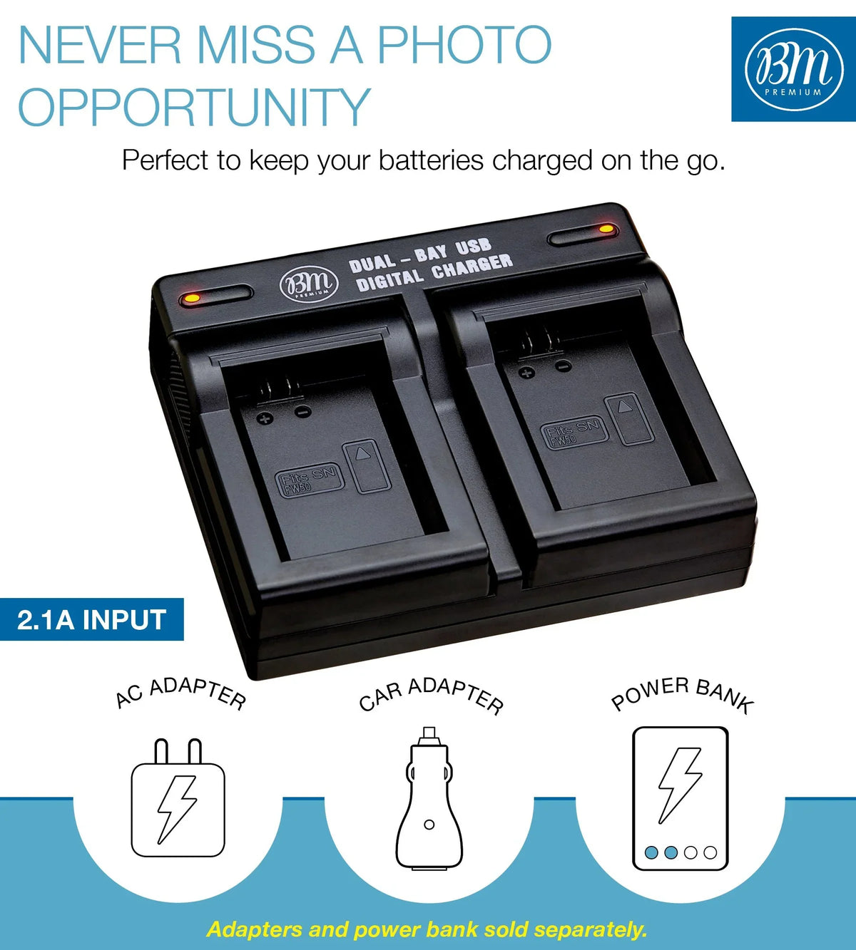 II a6000 III, a3000 and Dual Alpha IV Batteries NP-FW50 II, a7R a5000 a7 A7s a6400 Cameras DSC-RX10 Charger A7 BM a6300 A6100 a6500 II for 2 7