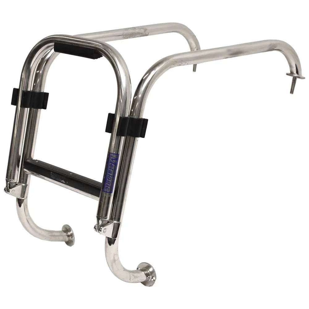 Basscat Steel Boarding Folding | 49503 Ladder 2-Step Boat Polished Stainless