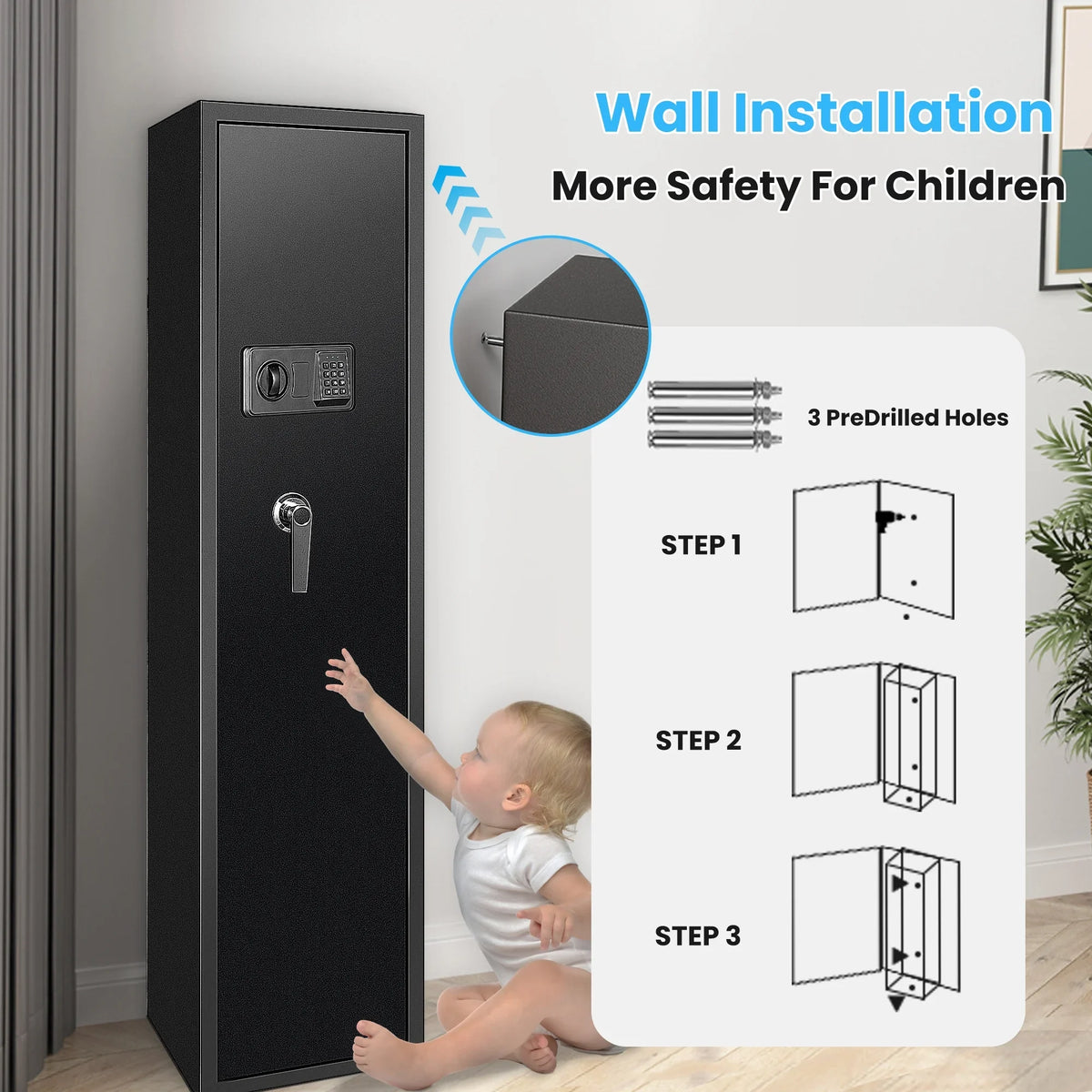 Security Rifle, and SULIVES Design Safes: Rack Lock, with Removable Shotgun Password Thickened Cabinet, Bullet Shelf, 5-7 Quick Access Gun