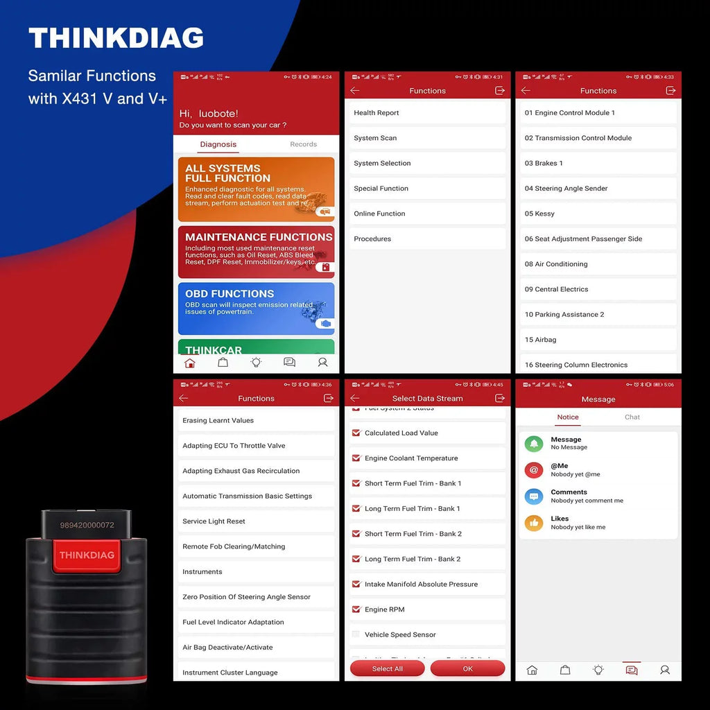 Tool Included) Bluetooth Systems Scanner Year THINKDIAG Maintenance Code Since Cars 1996- for OBD2 Functions (2 Car 15 Full Diagnostic Software Reader THINKCAR