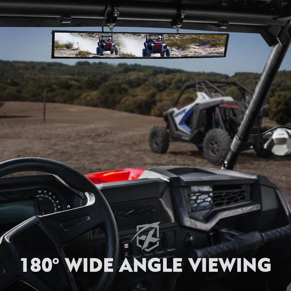 Lights LED Mirror Fits Rollbars Rear Integrated UTV Xprite View 17.5" Curved W/ 1.75"-2"
