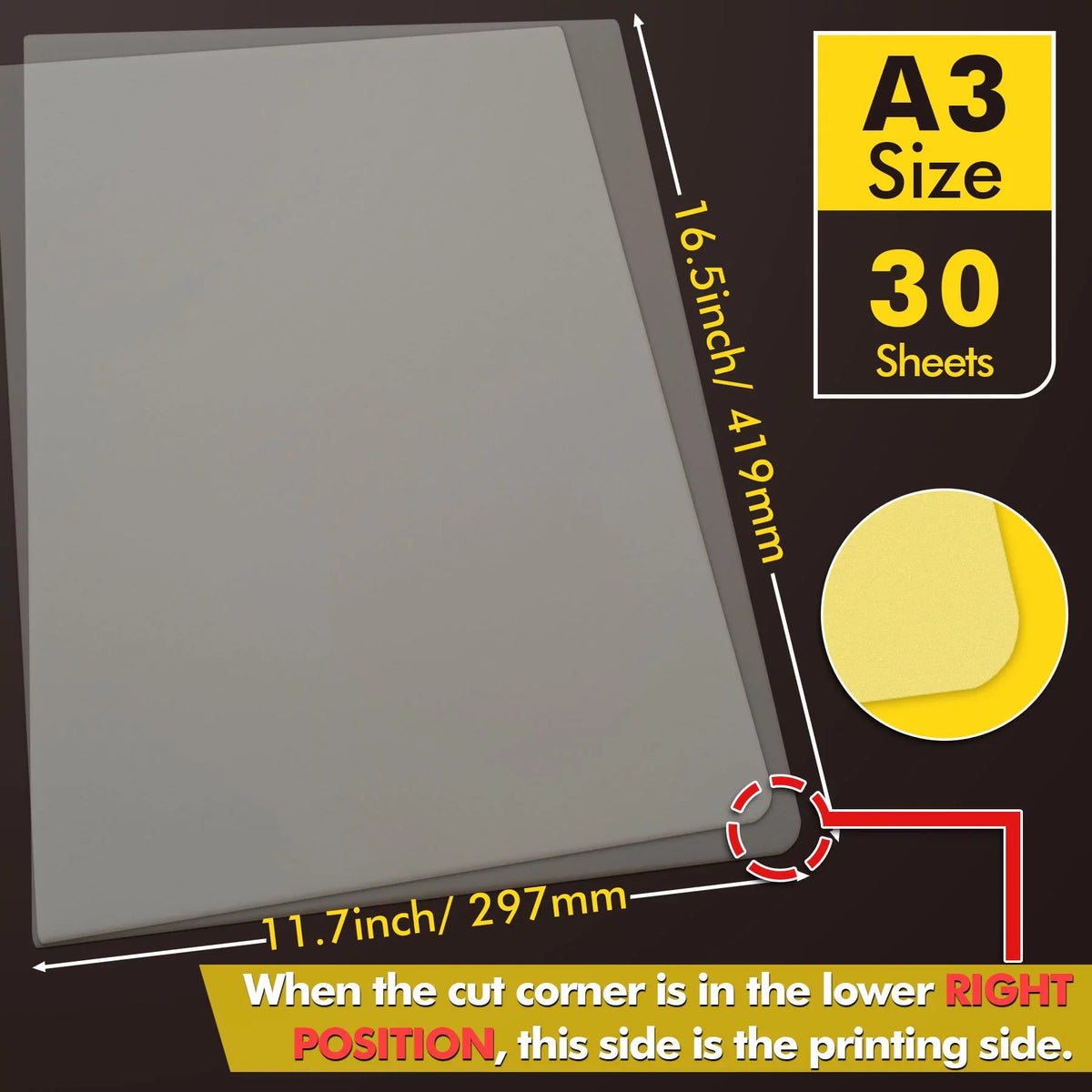 A3 Transfer Film Sublimation Fabrics Film and for - DTF Clear Heat Transfer A-SUB DTF Paper Powder 11.7"x16.5" Powder DTF Dark/Light Transfer Film for and Adhesive