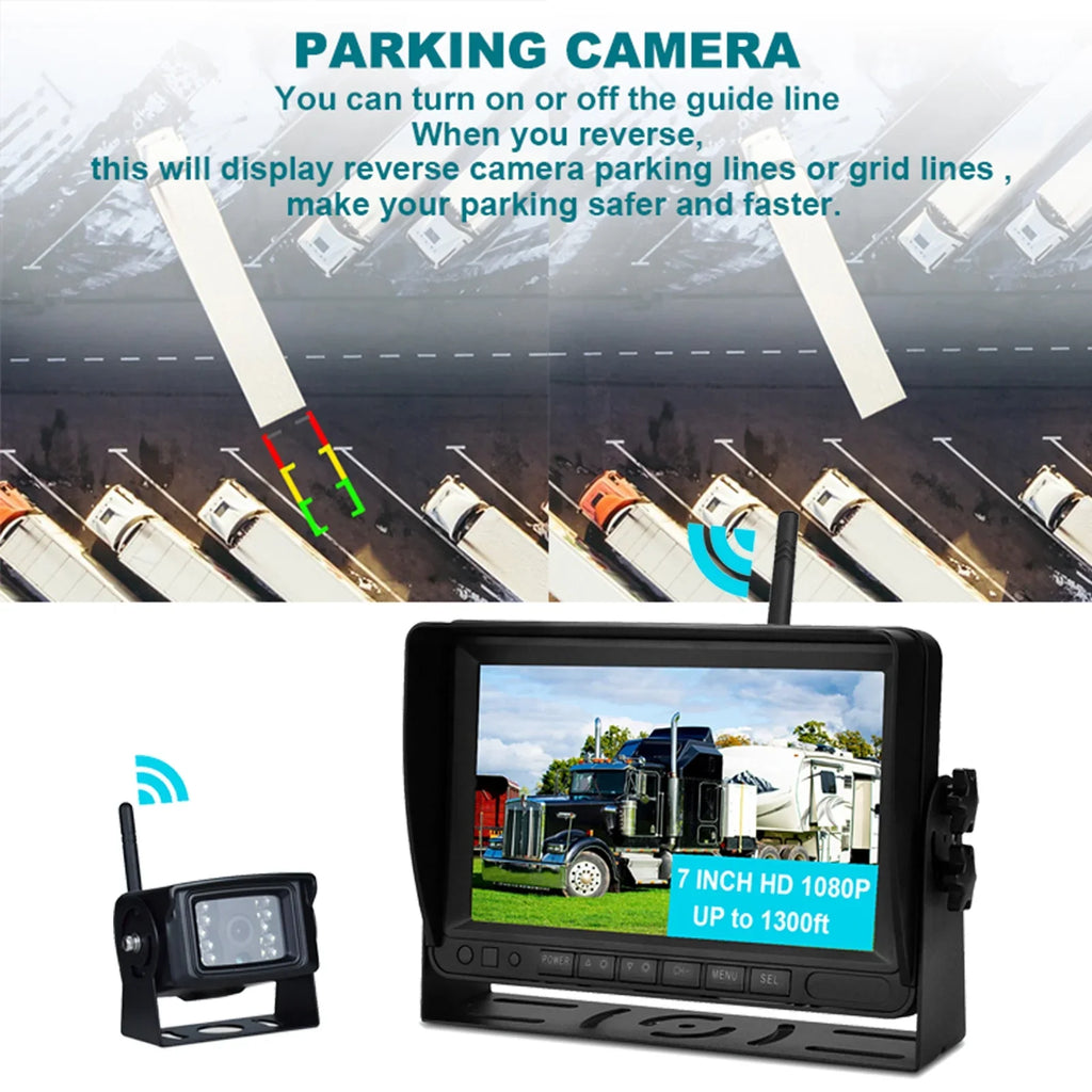 Kit Trailer for 1CH 7" Rear Backup Wireless AHD 1080P Camera Truck View Display
