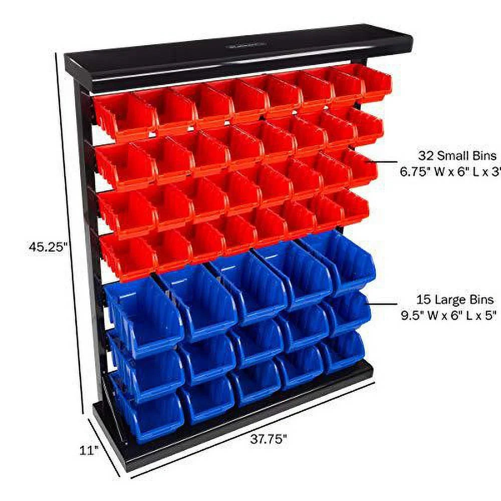 Organizer-Wall Mountable Drawers with 75-ST6079 Storage 47 Tools Rack Stalwart Container Bin Removeable for