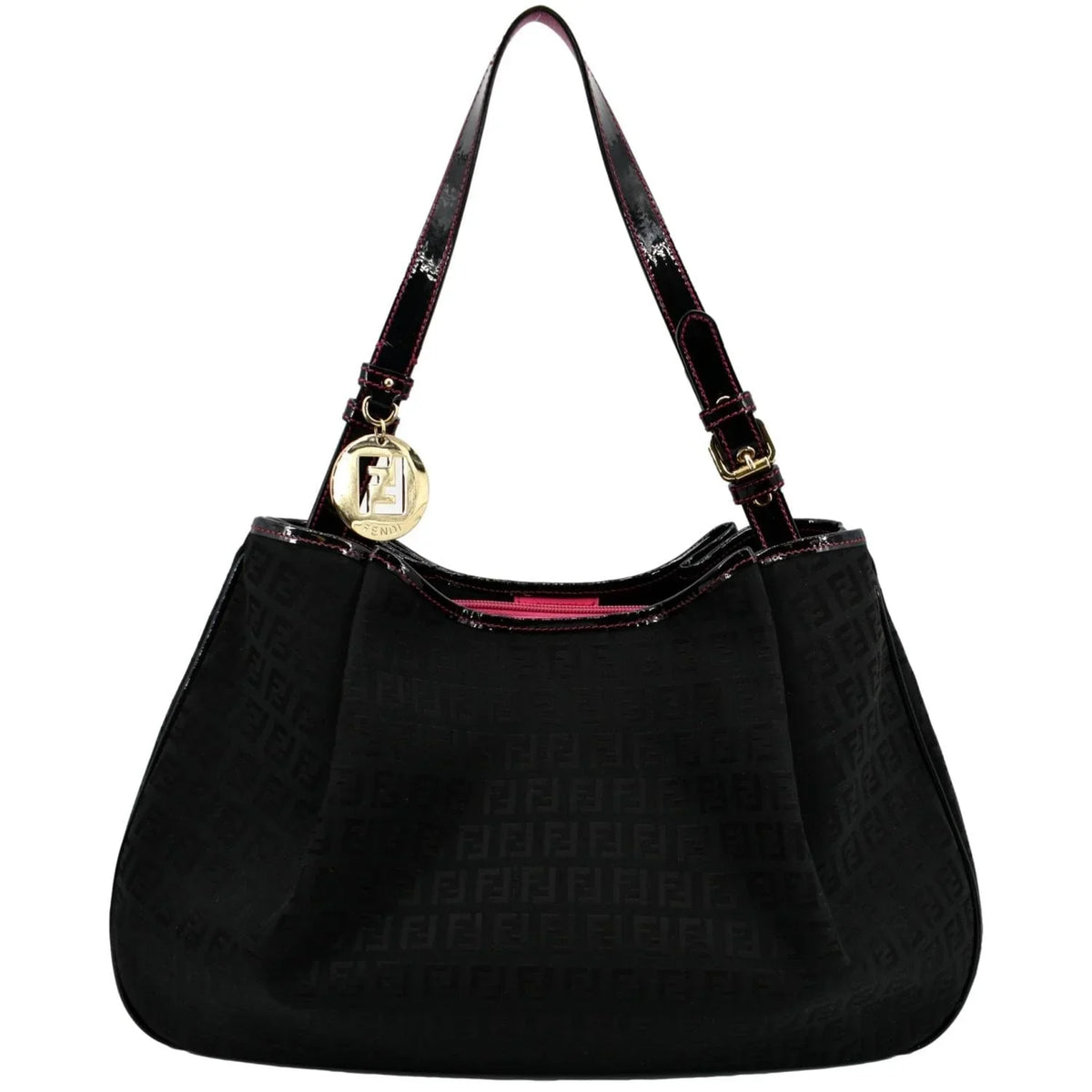 Print FENDI Shopping Bag Zucchino Black Pre-owned Canvas Tote