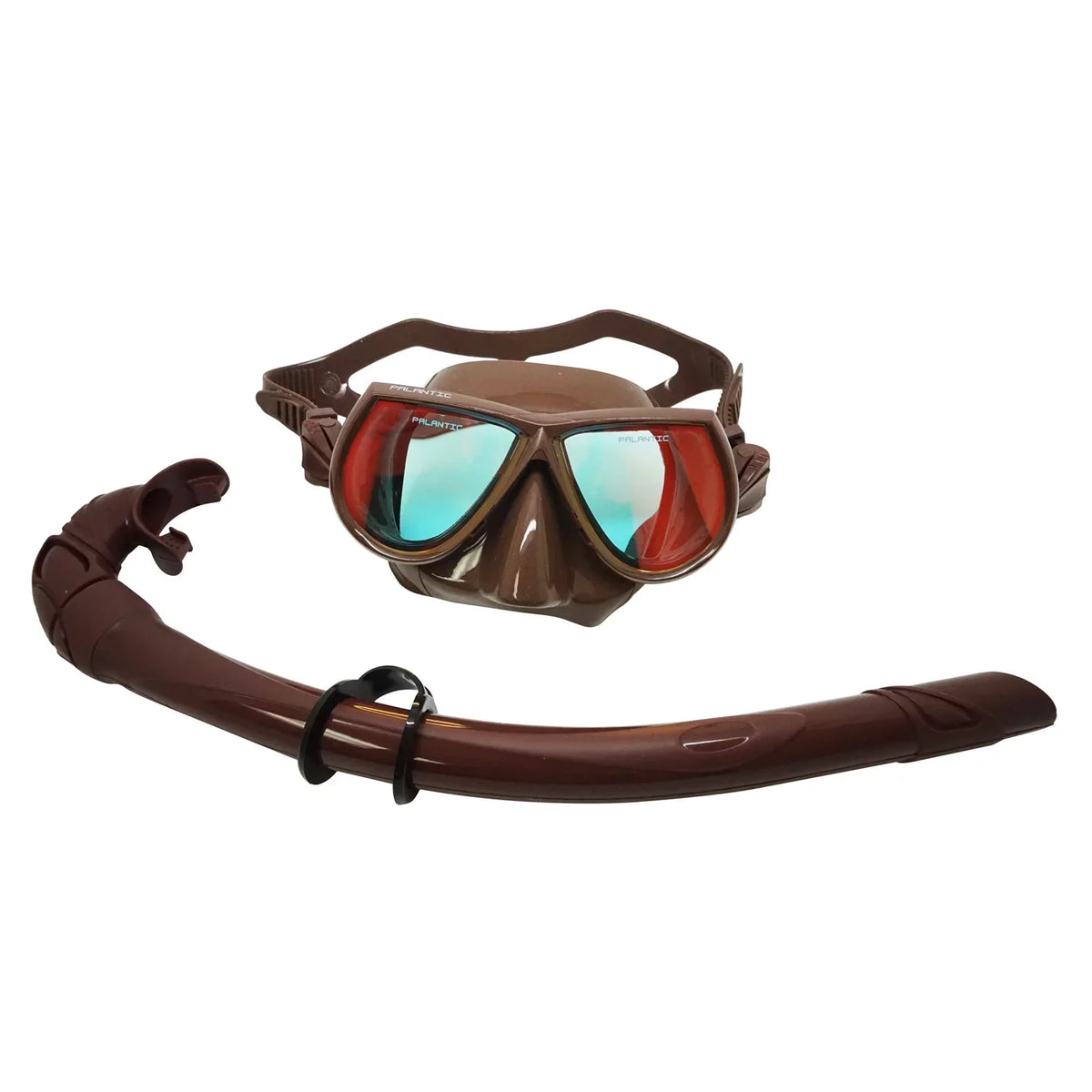 Palantic Free Coated Low Lenses & Dive Mask Brown Volume Mirror Snorkel Combo