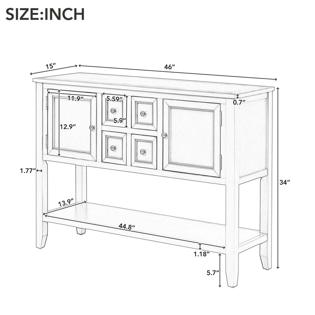 Ample (Espresso Storage with SKU Kitchens Rooms Cambridge for and Shelf Series Table Small Entrances Four Vintage OLD WF190263AAP) Living Bottom Console Drawers TREXM and