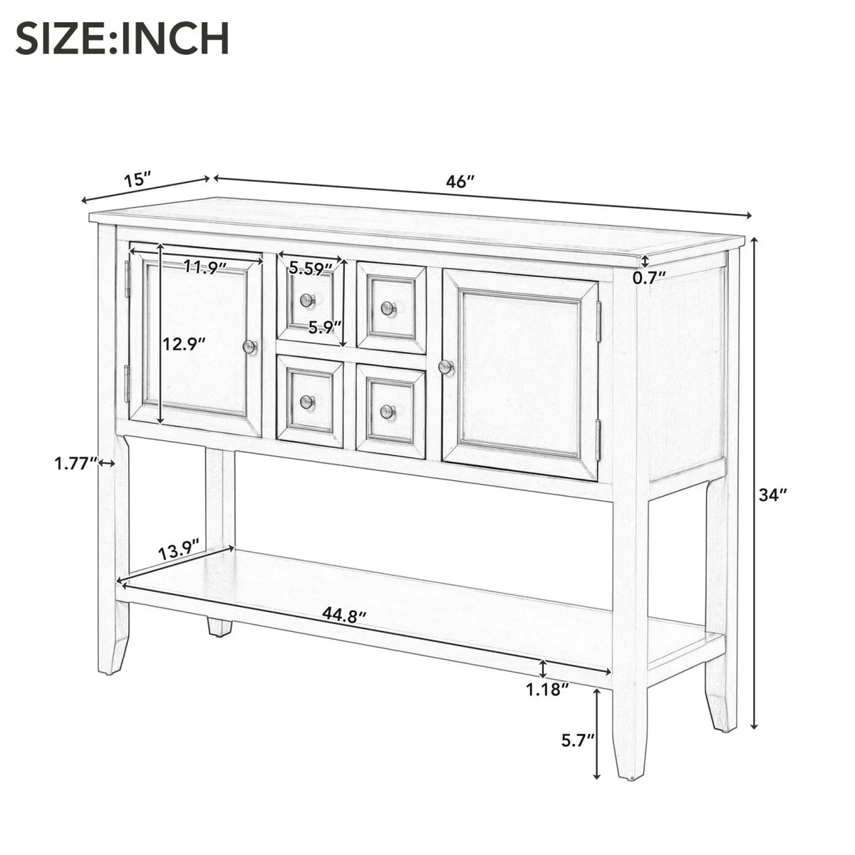 Ample (Espresso Storage with SKU Kitchens Rooms Cambridge for and Shelf Series Table Small Entrances Four Vintage OLD WF190263AAP) Living Bottom Console Drawers TREXM and