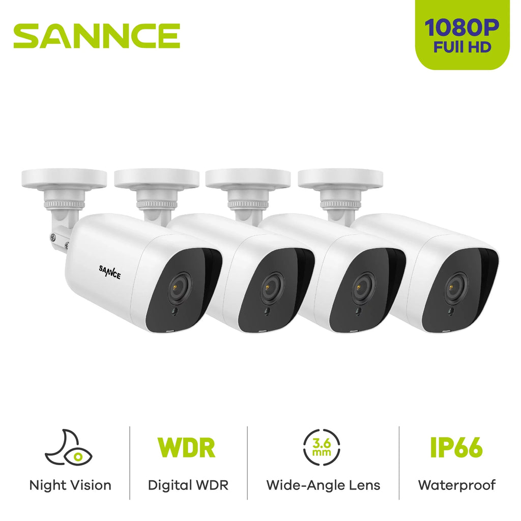 with System CCTV 100 Vision Waterproof HD Camera Security Full 4PCS Security Night Camera ft DVR for exterior 2MP SANNCE Wired IP66