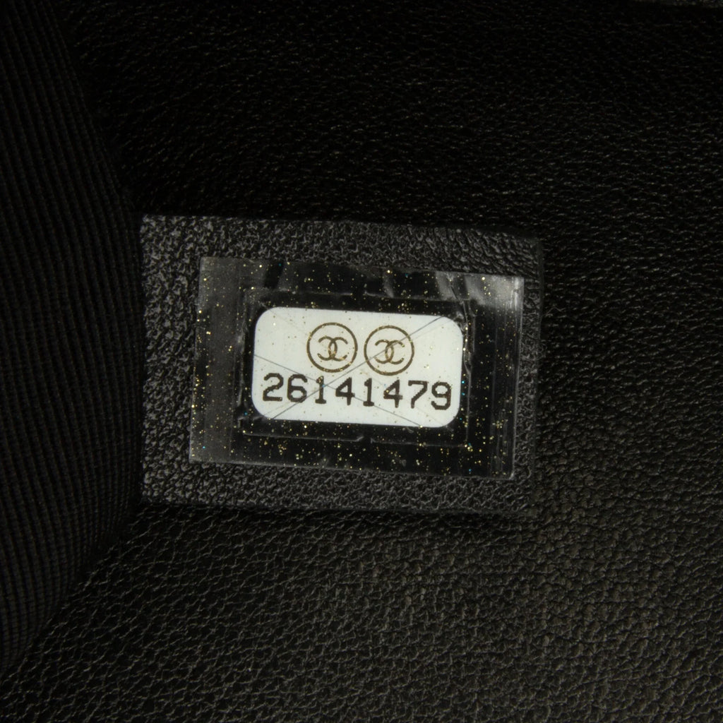 Calf Satchel Double Chevron Authenticated Black Leather (Good) Elaphe Flap Unisex Pre-Owned skin