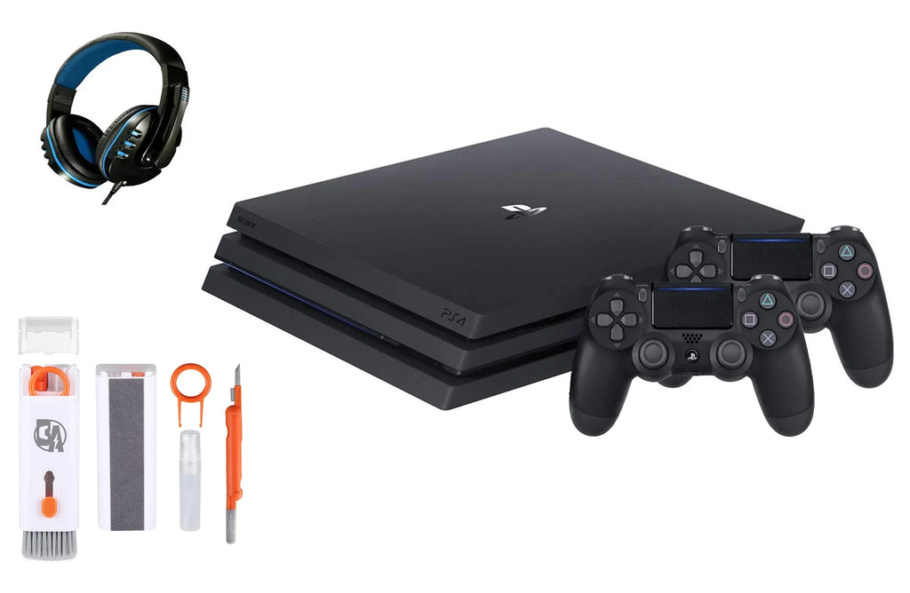 (Refurbished: With 1TB AXTION Gaming Black Kit BOLT New) PlayStation Headset 2 Pro Controller Like Pre-Owned Console Cleaning Bundle 4
