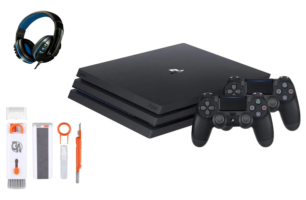 (Refurbished: With 1TB AXTION Gaming Black Kit BOLT New) PlayStation Headset 2 Pro Controller Like Pre-Owned Console Cleaning Bundle 4