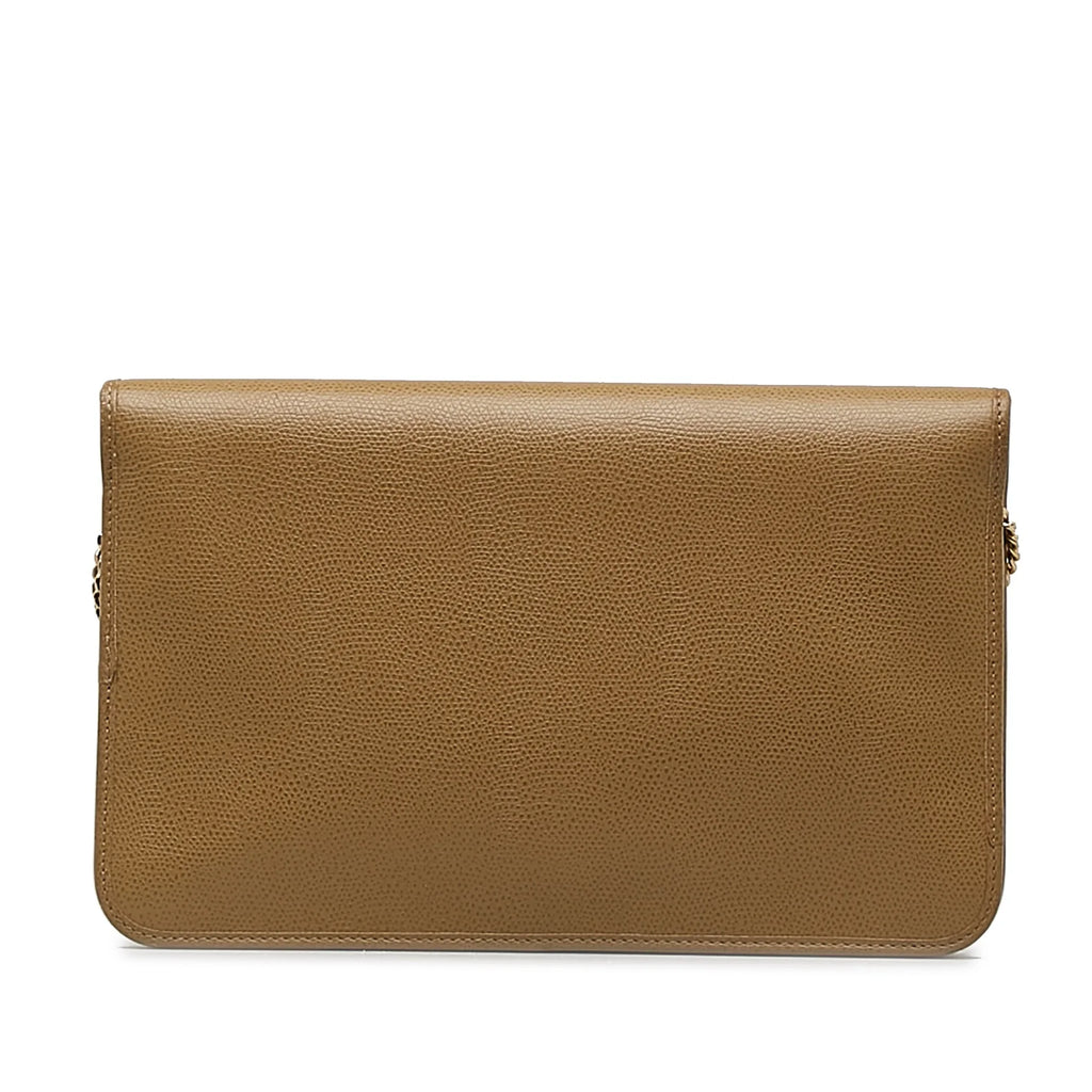 Brown (Good) Leather Crossbody Unisex Pre-Owned Calf Bag Authenticated Chain Dior Crossbody