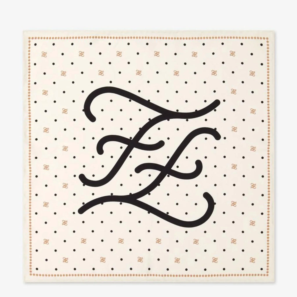 33 Ivory FF Logo Karligraphy Scarf Fendi FXT337 cm Black Silk