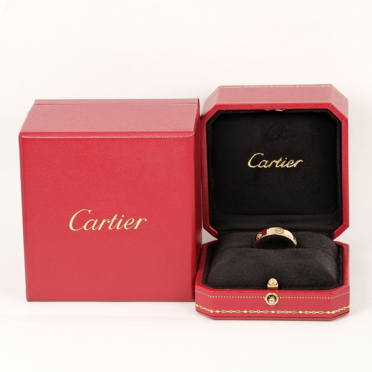 ring, gold, K18 dimension diamond, yellow approx. I132124019 3P, Cartier 8.67g, Love half 15 (Good) Pre-Owned