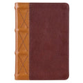 & Two-Tone Compact Print Brandy & Toffee KJV Bible, Leather Large Faux
