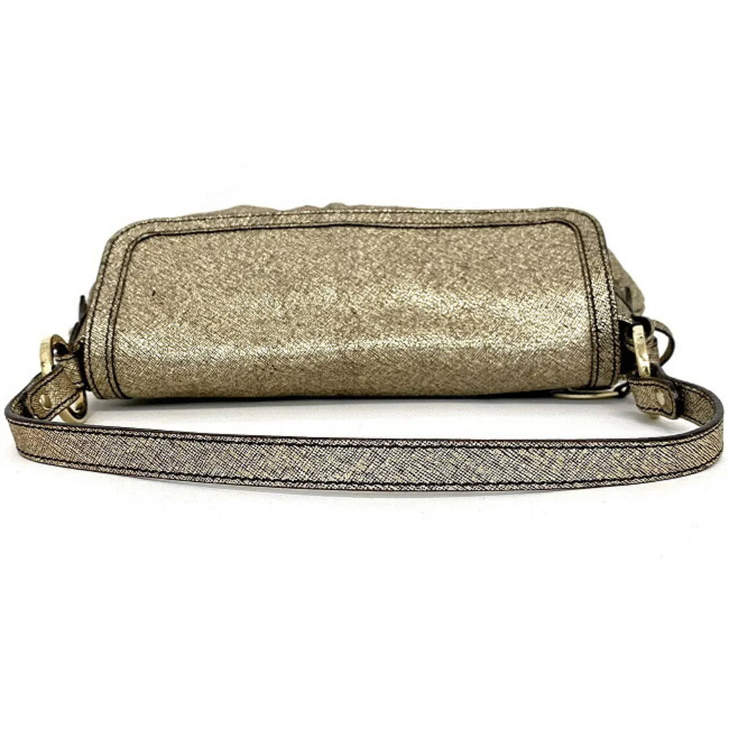 8BK042 Semi-shoulder Leather Gold One (Good) Pre-Owned FENDI Fendi Bag Shoulder Lame Flap Handbag Ladies Canvas