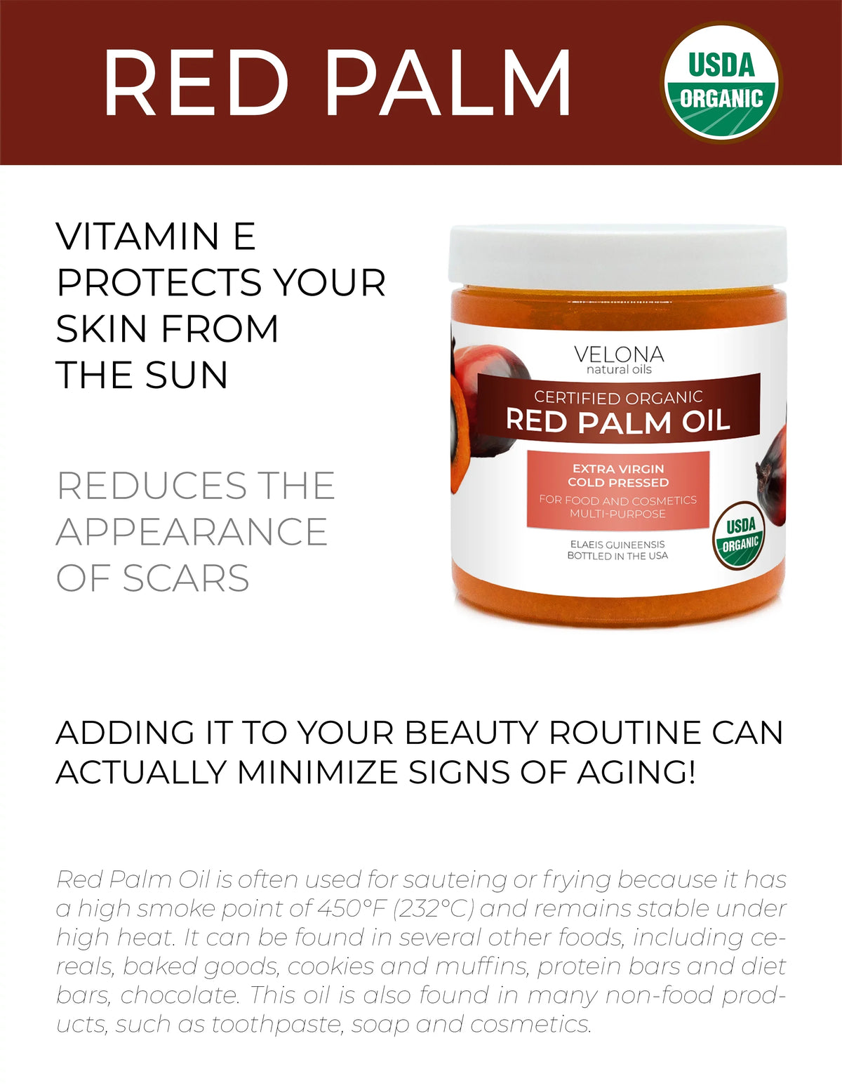Velona USDA in Extra | oz | Food Today Use - Pressed Cold | Body, Care Hair Certified Grade | jar - Results | Organic 32 Face, Oil and Cosmetic Enjoy Skin, Virgin, Palm Red
