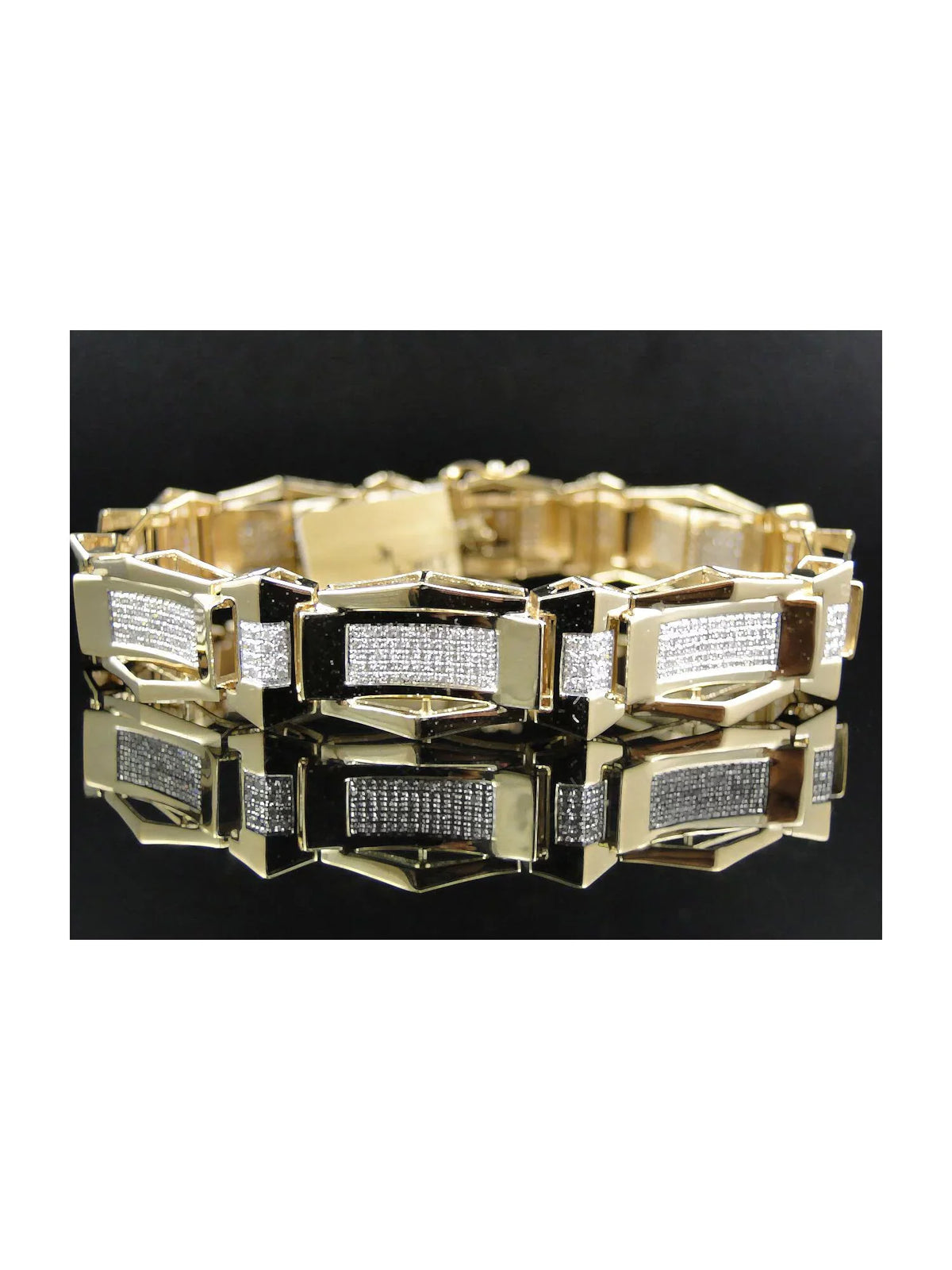 3.1 8.5 White Inch Gold Mens Ct Round Cut Bracelet Diamond 10K Pave Genuine Set