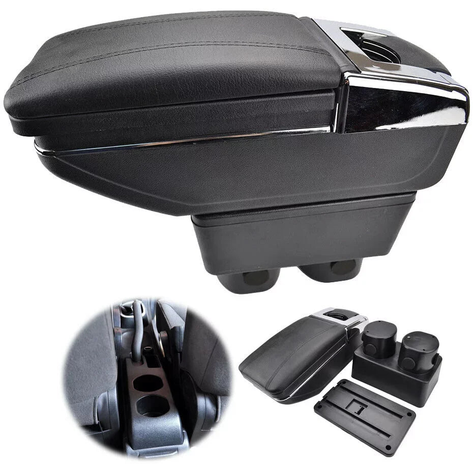 Storage Console Box Console Car for 2007-2011 Versa Leather OUKANING Box Latio Nissan Tiida Center Center Rotatable Black Armrest