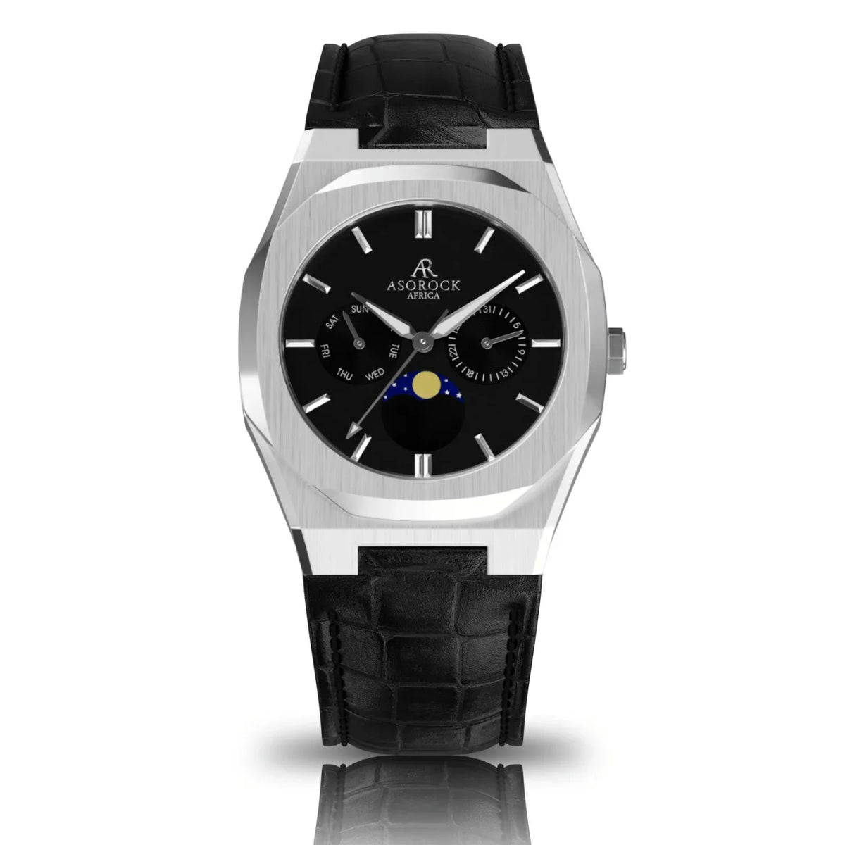 Asorock owned leather | mens watches Black Silver/Black | watch Black watch Transporter 40mm | brand