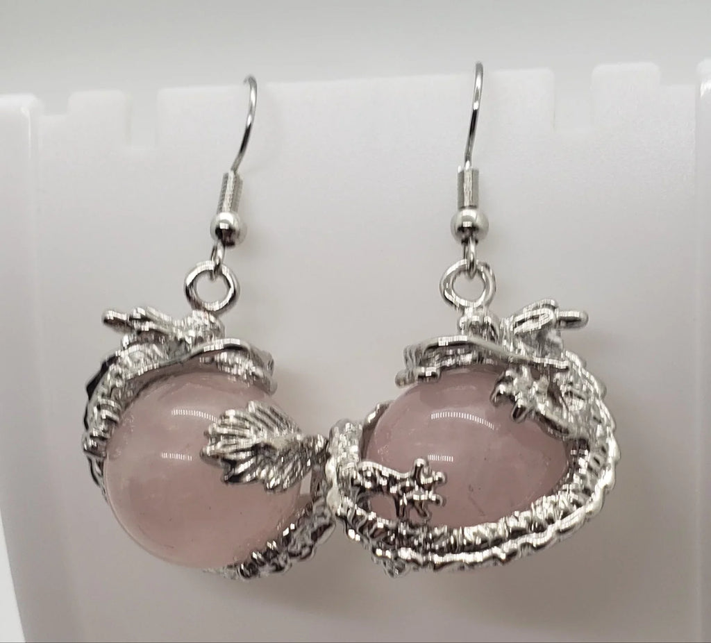 Dragon Rose Natural Earrings Quartz