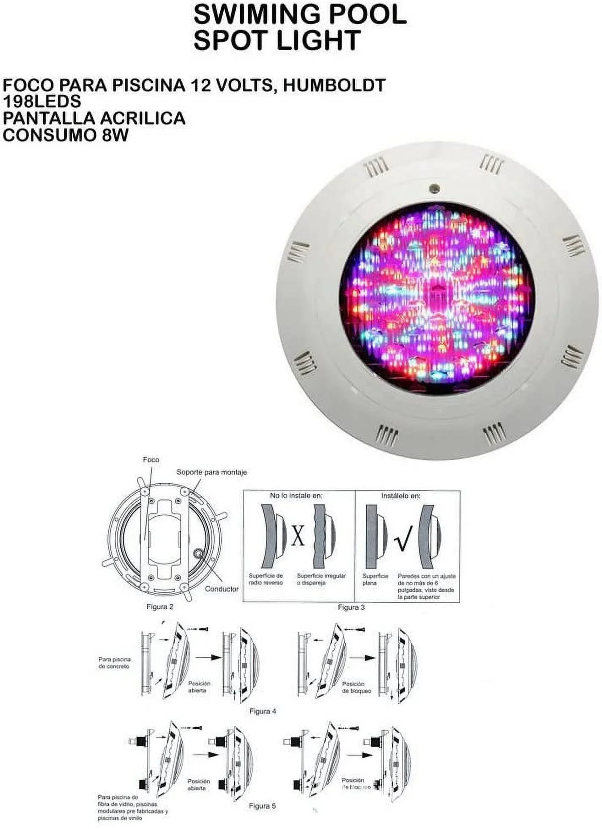 Waterproof Miumaeov Pool Underwater 12V (18W) Light, RGB Remote Light Control with LED Swimming Lamp IP68