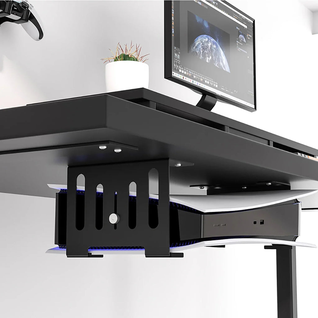 Liboer PS5 Space Desk Black Mounting, Metal Holder Save Console, fabric, Strong Under for