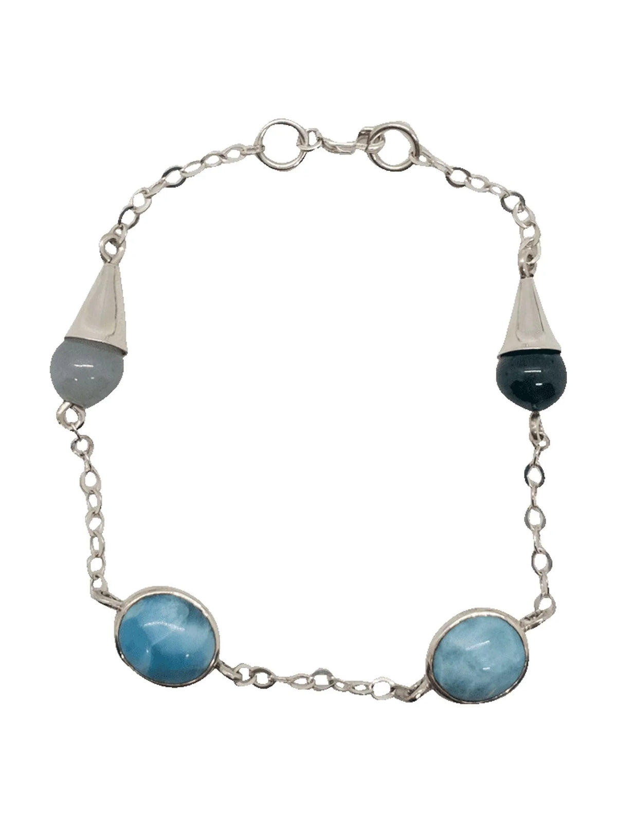 Silver Larimar Sterling 925 Bracelet Handmade Jade and Women