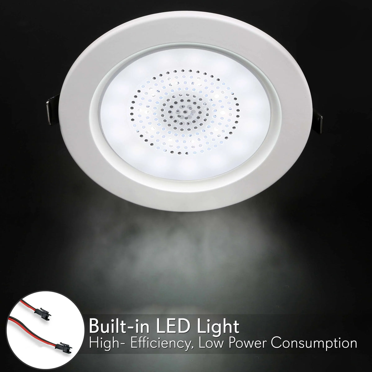 with Speaker Frame - Aluminum 4’’ LED Speakers, PYLE-HOME PDICBTL4 2-Way Built-in Wall Pair Ceiling Bluetooth / Lights