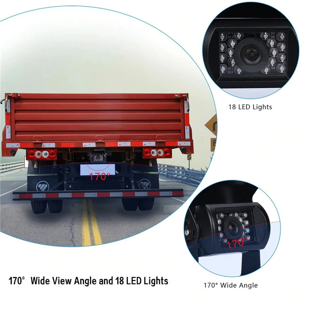 cable 18 Night parking for Monitor IR with Van LED RV system Bus reverse feet Car Vision+32 Truck TFT 12V/24V camera 7inch Car LCD