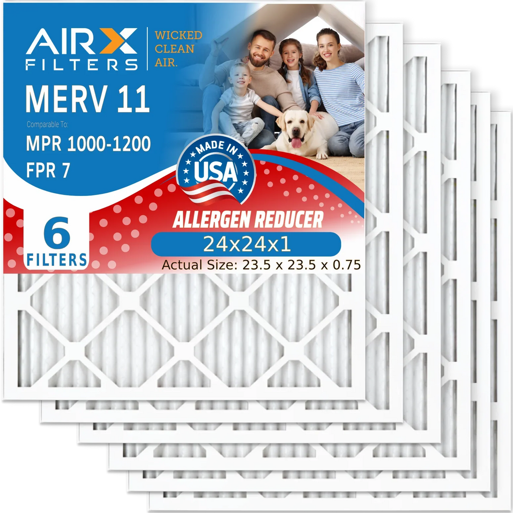 Furnace USA AIRX Premium Filter Pleated Comparable HVAC 1000, MERV 24x24x1 Pack 7 MPR to 6 CLEAN 11 FILTERS Filters Conditioner FPR AIR. Made Air Filter Electrostatic WICKED & 1200 Air by 24x24x1 MPR