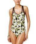 Swimsuit, Womens Printed Racerback One-Piece Camuto Vince 14 Black