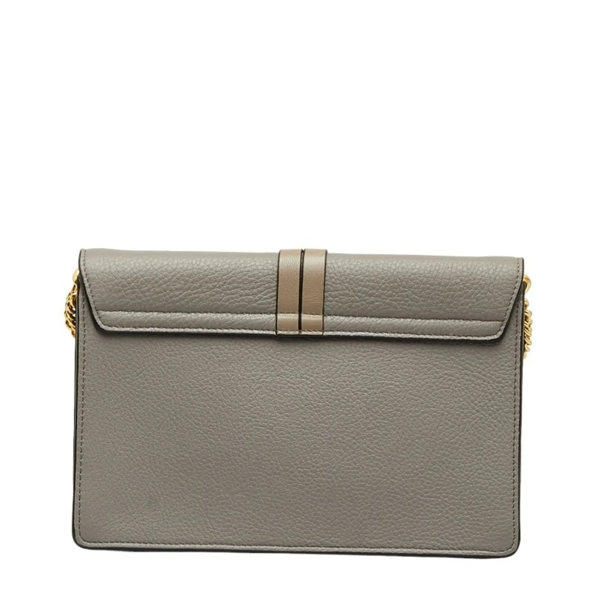 Chloé Women's Bag Leather Chain (Good) Shoulder Alphabet ALPHABET Gray Pre-Owned Chloe