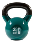 Coated Kettlebell - and Vinyl Manual DVD Classic with GoFit 35lb Training Green