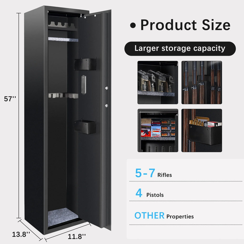 Security Rifle, and SULIVES Design Safes: Rack Lock, with Removable Shotgun Password Thickened Cabinet, Bullet Shelf, 5-7 Quick Access Gun