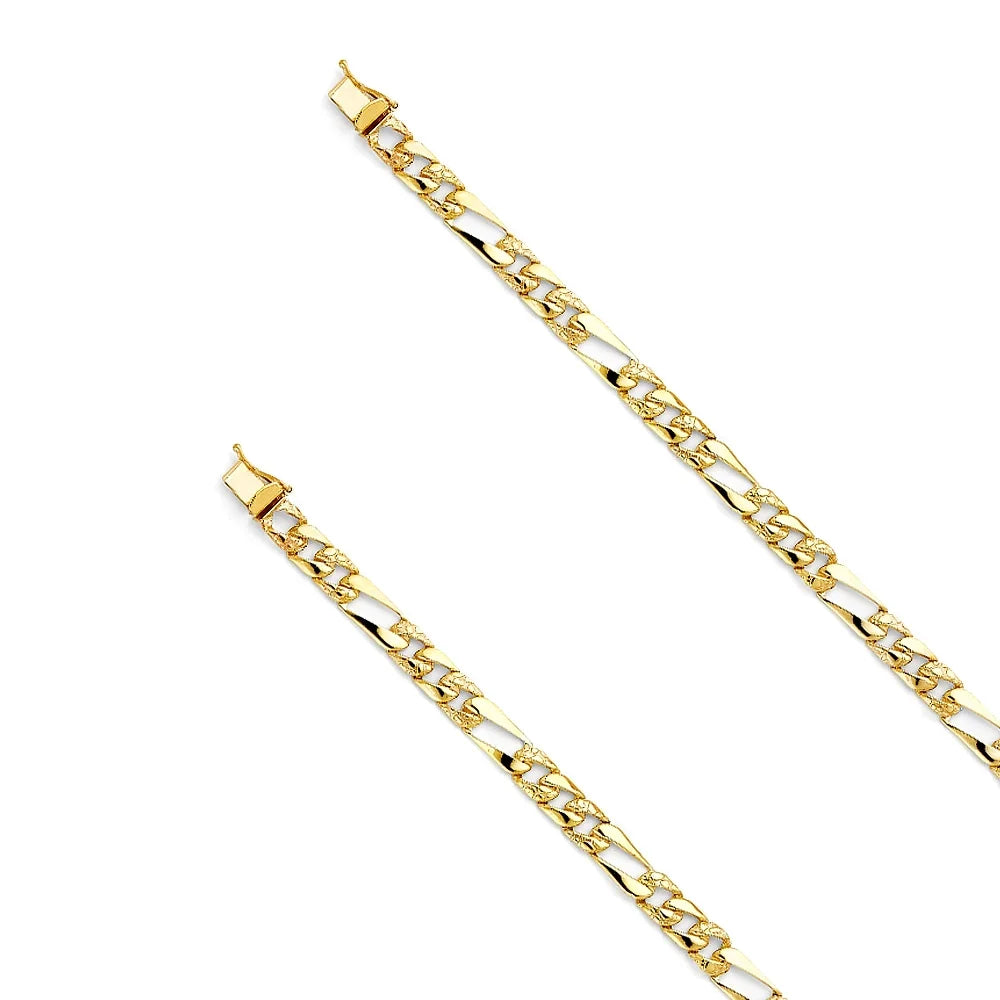 | Gold 6.4 14KY Bracelets Bracelet Women Stamp Nugget 14k Gold Link - Weight Chain 7" Men| Yellow Figaro Elegant Men’s for Gift | for and Jewelry