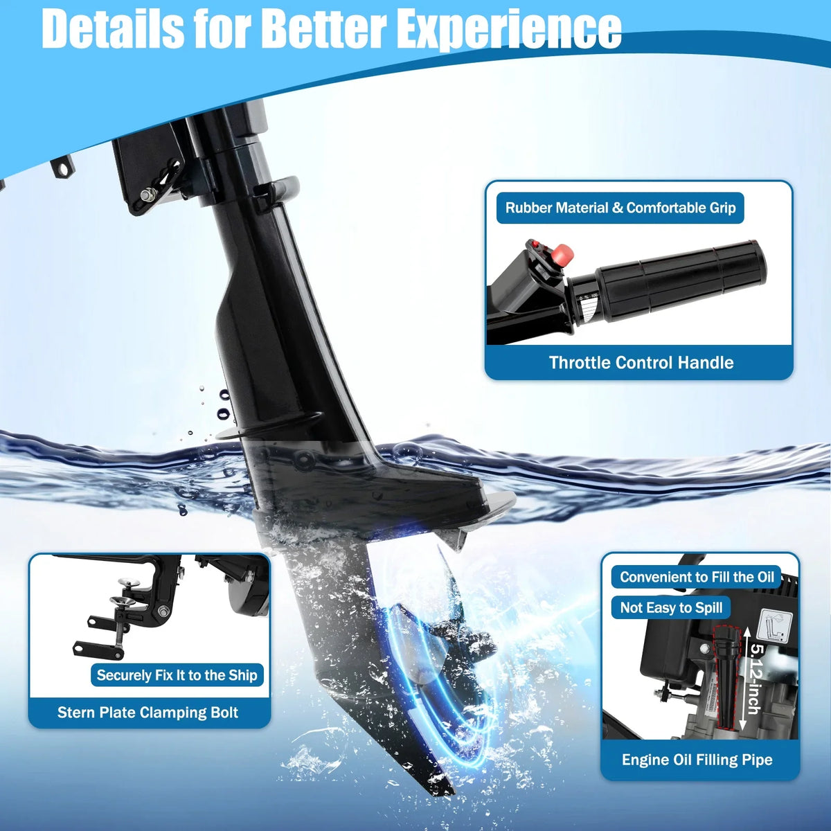 Engine Engine HP System Stroke Cooling Motor CDI liquid Outboard 4 6 1:1.5 Tiller Cooling Fichiouy with Shaft Boat Air 2500rpm Air