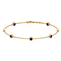'- Blue Women Chain CT AAAA Gold, For Created inches 14K Bracelet - 1 7.5 Sapphire Yellow Station Lab Grade,