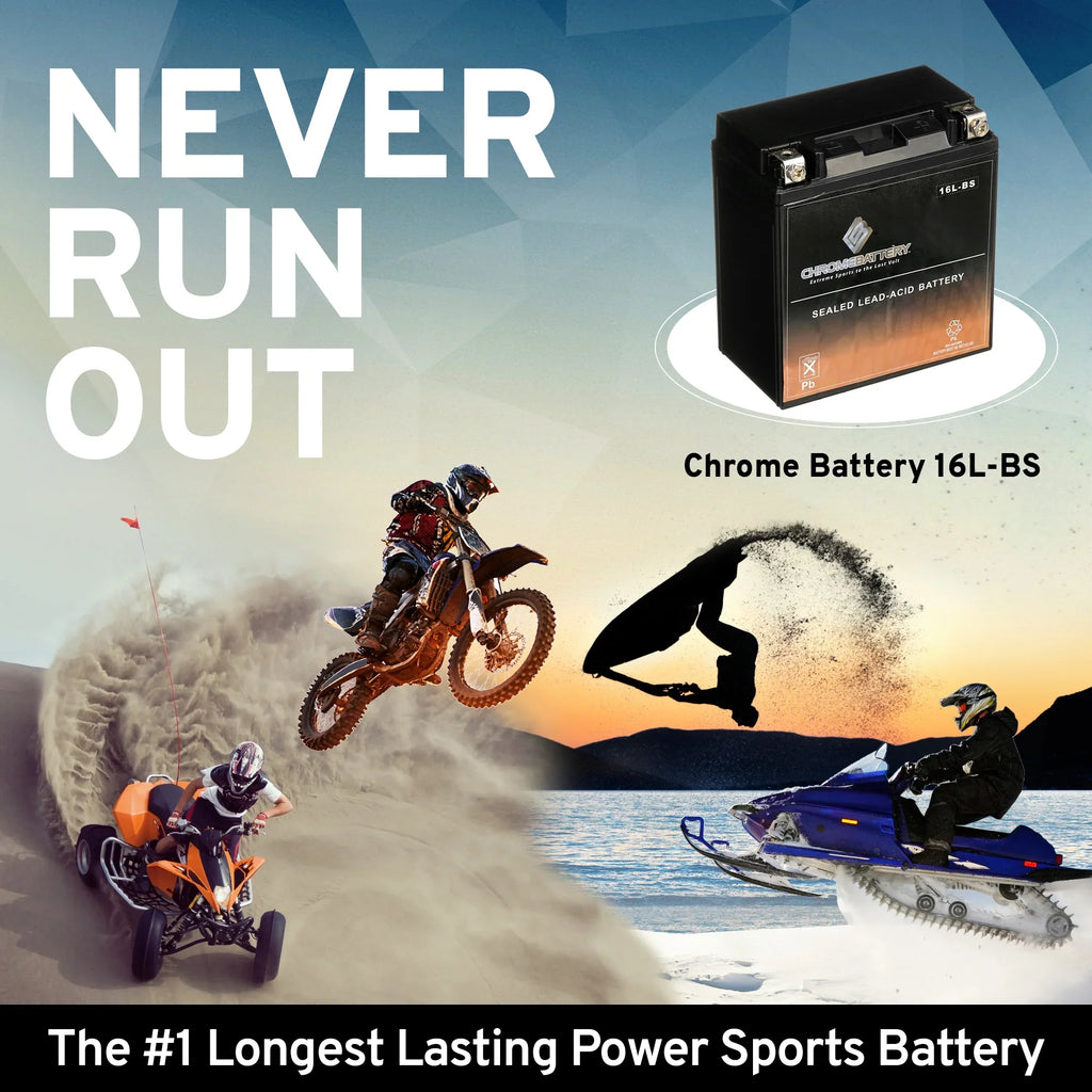 650cc Ah, for Battery Volt,14 12 Kawasaki 230 X2 Jet Battery YTX16L-BS 86-'95 Ski Jf650 CCA) Chrome (16L-BS