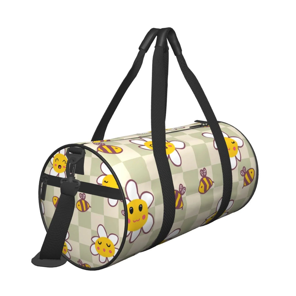 Weekenders Checkerboard Daisies Bees Gym Tote Bag ZICANCN Men Retro Bag, for Travel Bags Sports Women Duffle