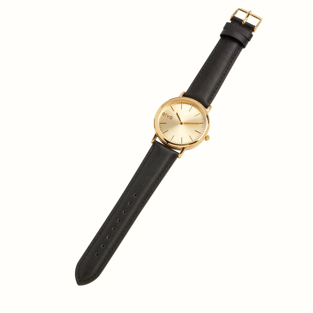 Arvo Black Watch Gold - Leather Time Sawyer