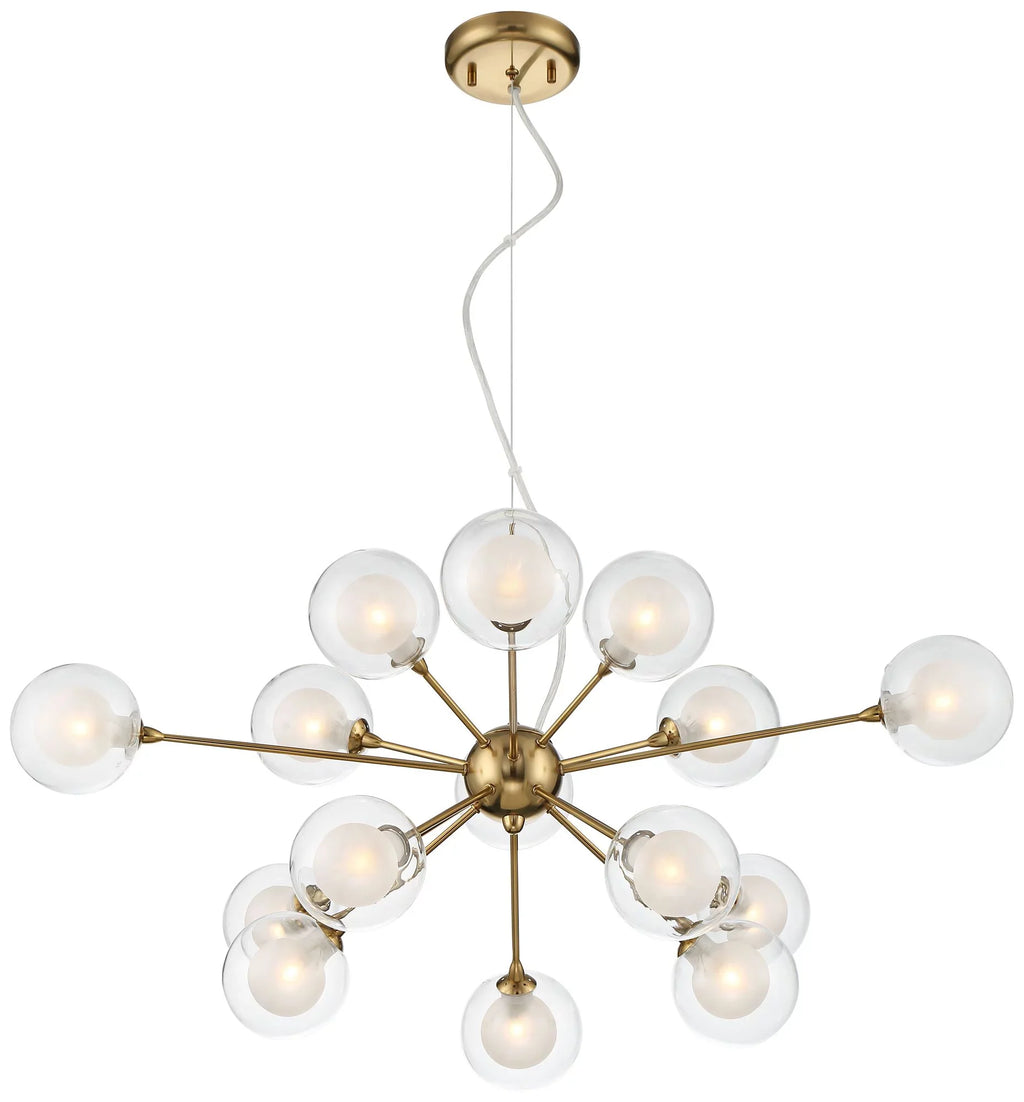 Chandelier Euro Shade Brass 30" Wide Century Spheres 15-Light Dining Sputnik for Kitchen Fixture Room Design Glass Mid Modern Possini Island Antique