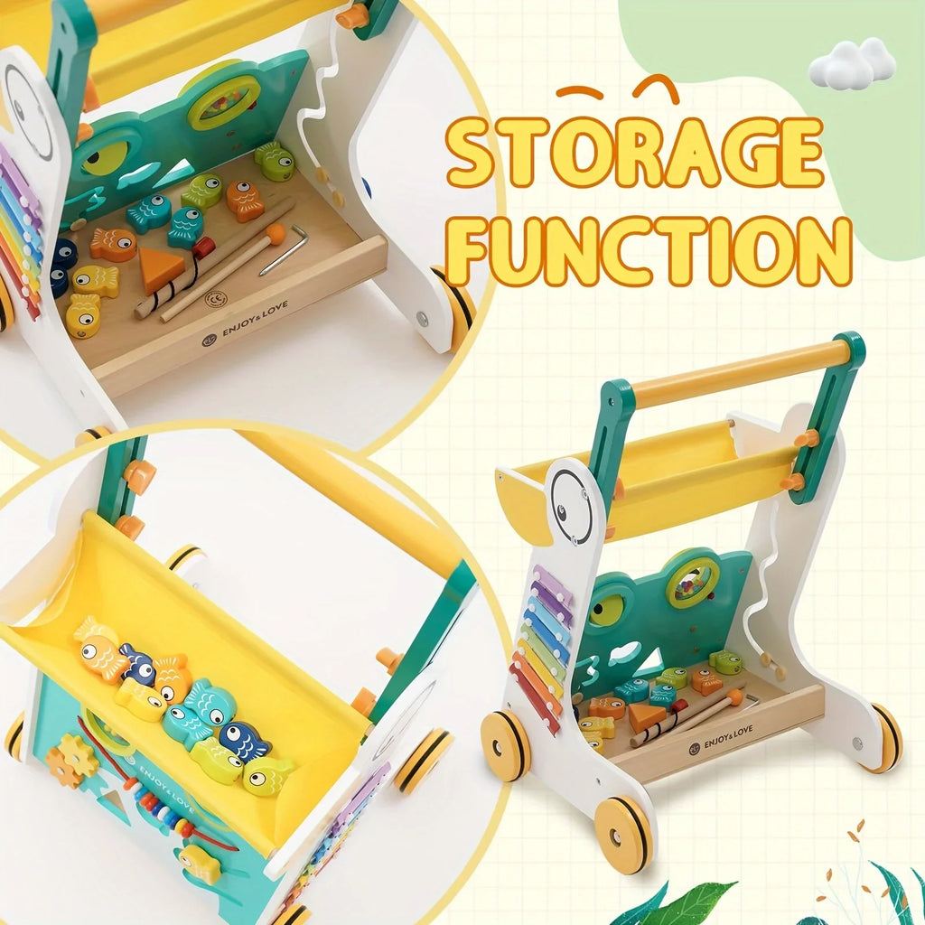 Activity Center Toy Baby Kids with for Boys Girls Multiple Infants Learning Wooden Baby Sorter Along Walker Xylophone Entertainment Walker Push Sit-to-Stand Shape Fishing Trolley Push Toddler